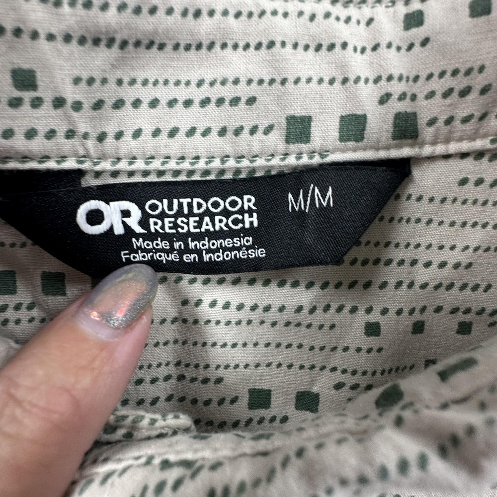 Outdoor Research Shirt Mens Medium Beige Green Rooftop Short Sleeve - Picture 6 of 11